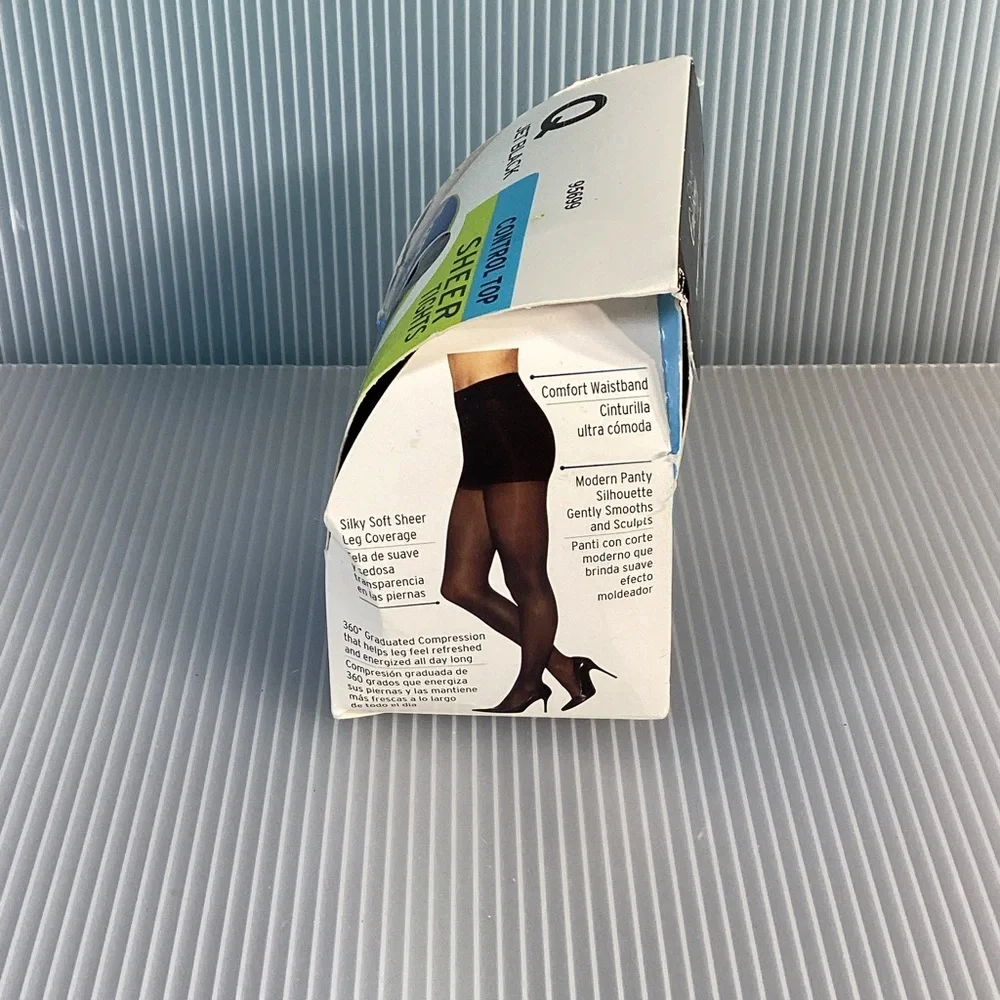 L’eggs Sheer Energy 360 Degree Medium Support Leg Jet Black Size Q Pantyhose